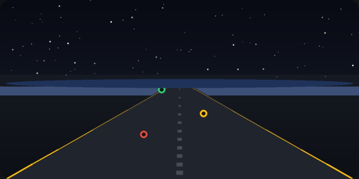 Strade italiane di notte con segnalazioni